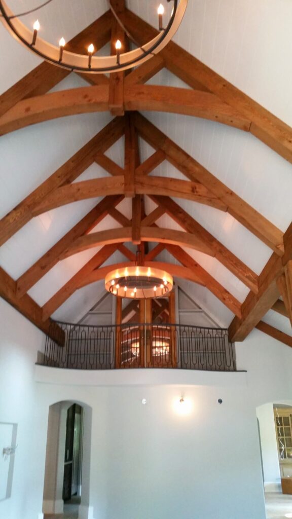 Rustic modern railing with metal balusters in Frenchtown NJ, photo 3 of 4