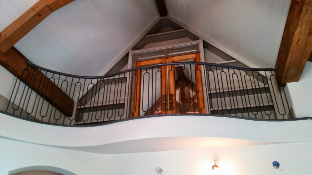 Rustic modern railing with metal balusters in Frenchtown NJ, photo 4 of 4