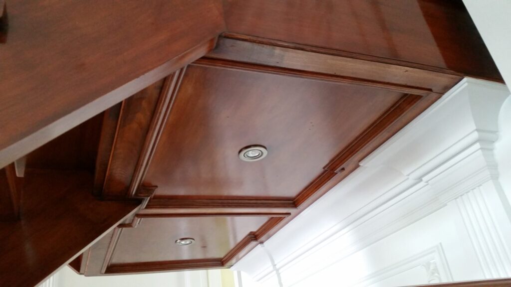 Modern open rise stair with vertical and scrolled balustrade: Solid maple stair and rail with iron balustrade, photo 16 of 21