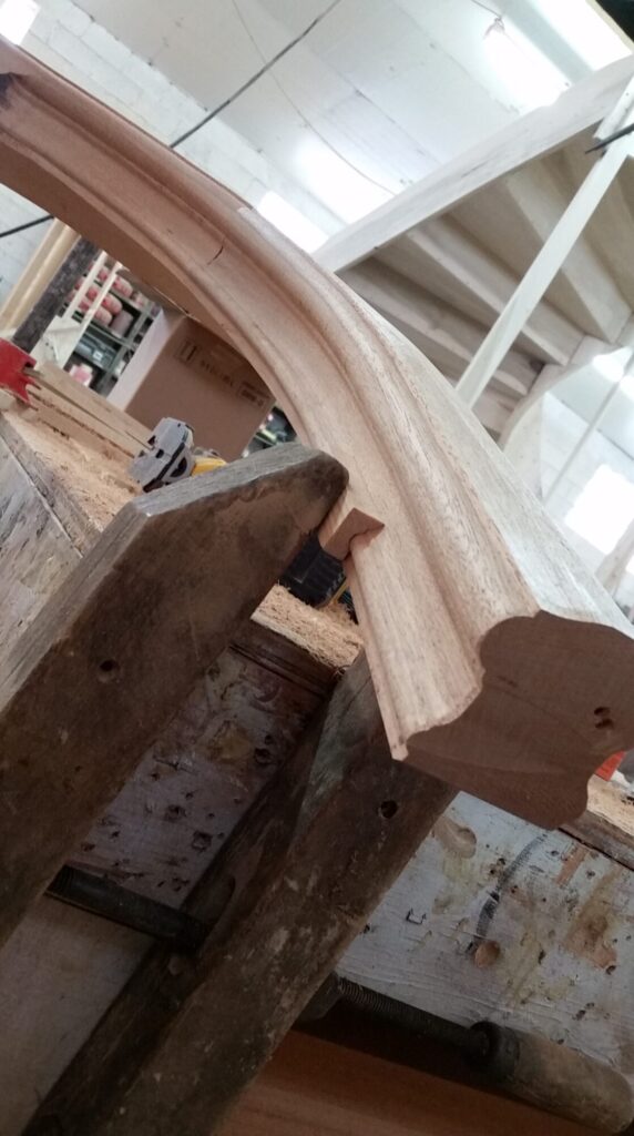 Custom hand carved tangent rails with closed stringer, photo 8 of 27