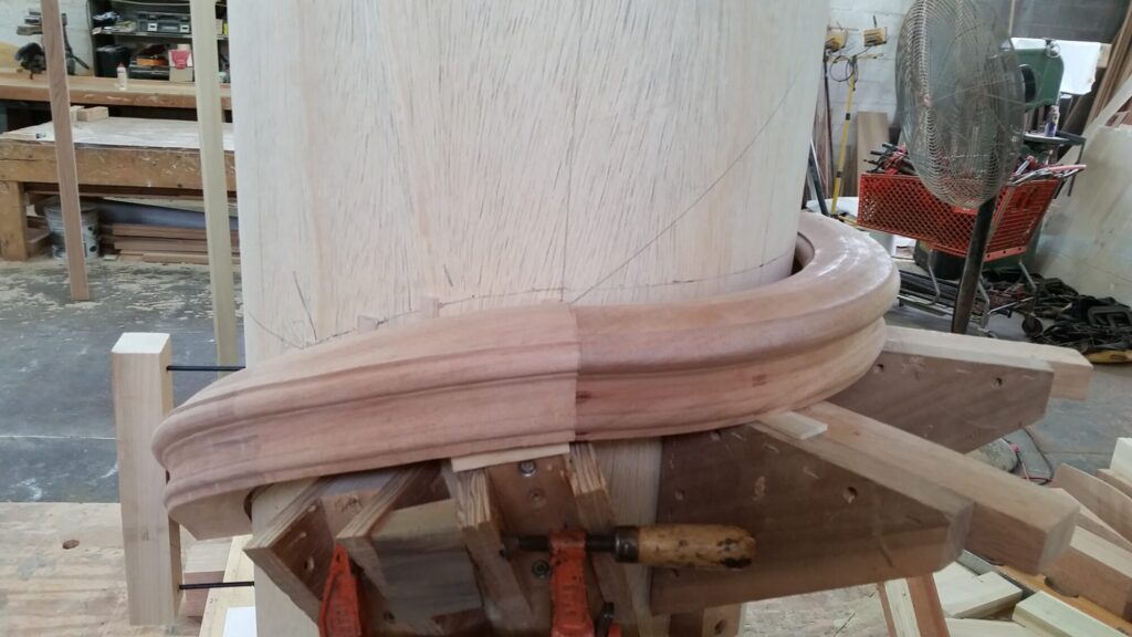 Custom hand carved tangent rails with closed stringer, photo 9 of 27