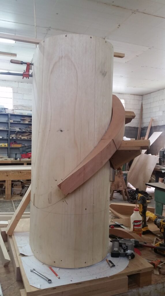 Custom hand carved tangent rails with closed stringer, photo 15 of 27