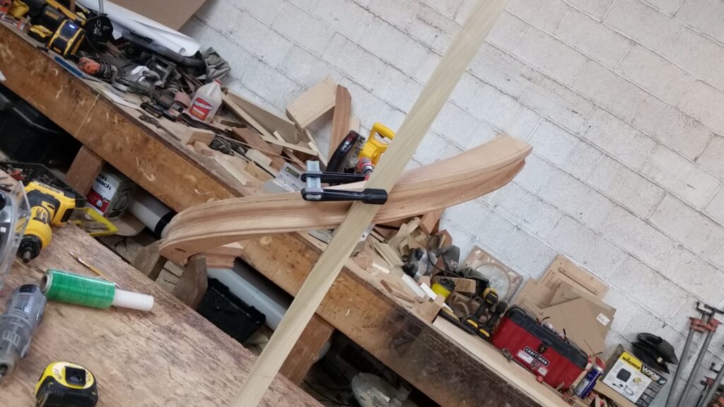 Custom hand carved tangent rails with closed stringer, photo 17 of 27