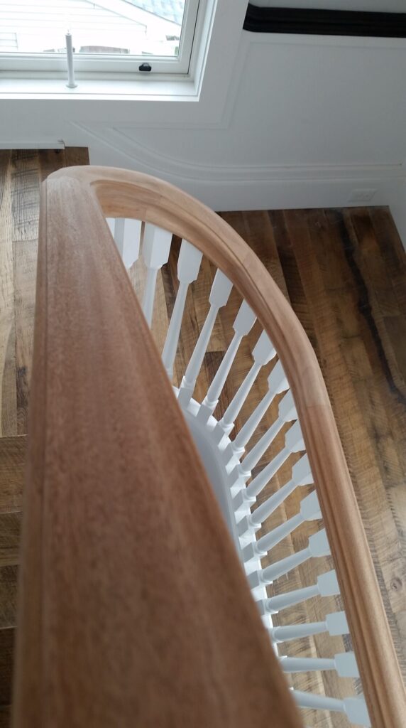 Custom hand carved tangent rails with closed stringer, photo 27 of 27
